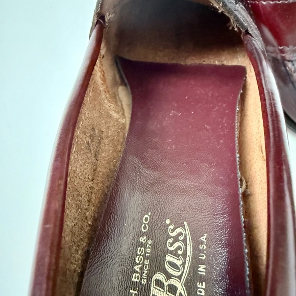 GH Bass Weejuns Vintage Penny Loafers Wine Leather Made in USA 5.5 - Picture 3 of 9